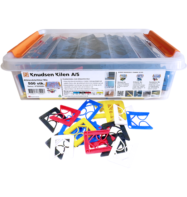 Plast millilegg blandað 500 stk box - lóðrétt