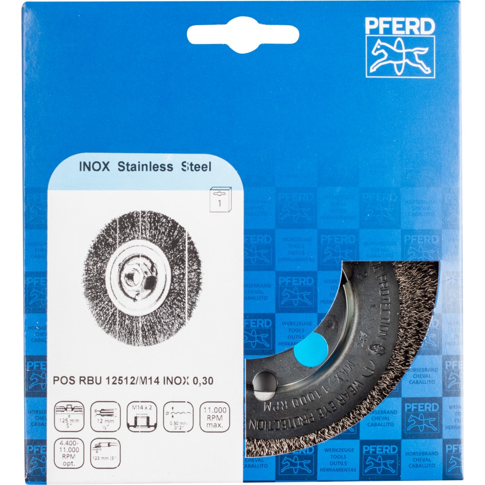 Vírskífa 125mm M14 ryðfr.