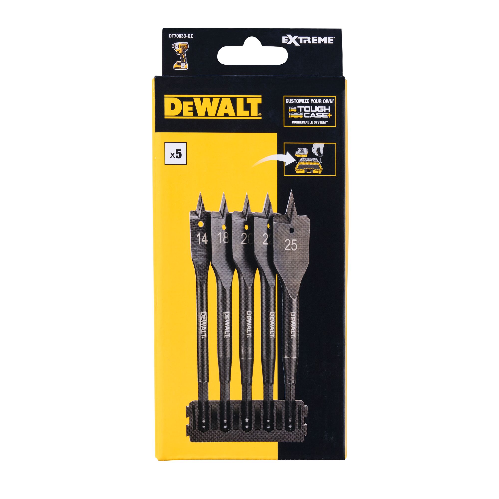 Spaðaborar HEX fyrir tough case 5 stk 14,18,20,22,25 mm