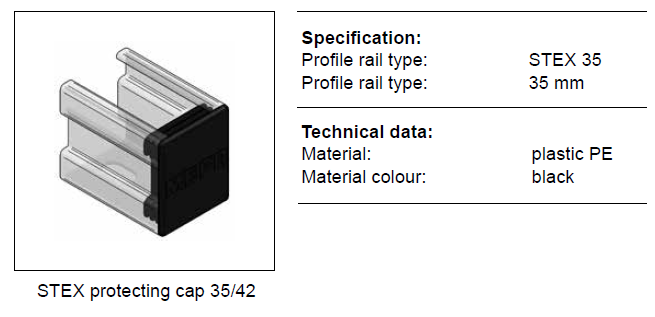 Prófíl tappi í STEX 45/45 plast