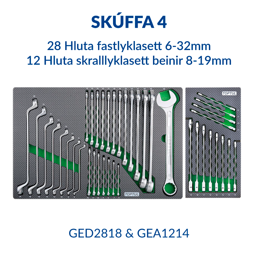 Verkfæravagn S5 413 hluta Jumbo Ryðfrír toppur