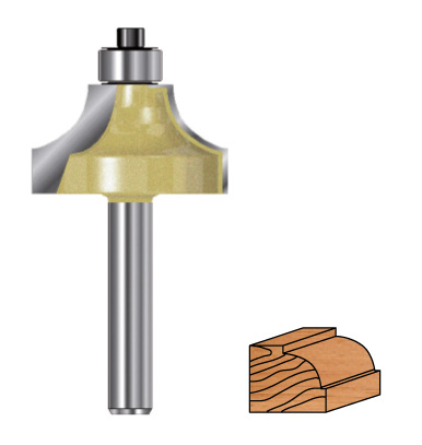 Fræsitönn rún með legu 25,4mm