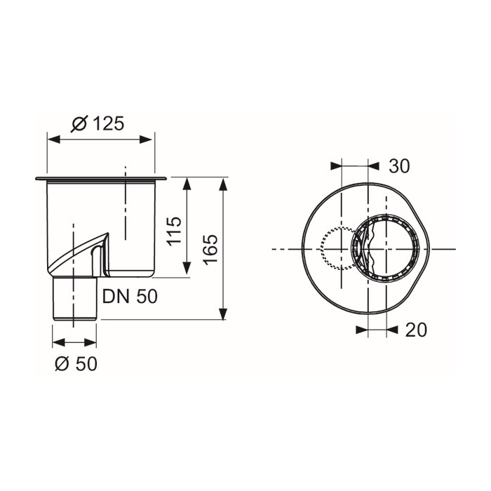 TECE Drain Vatnslás niður 1,3 l/s