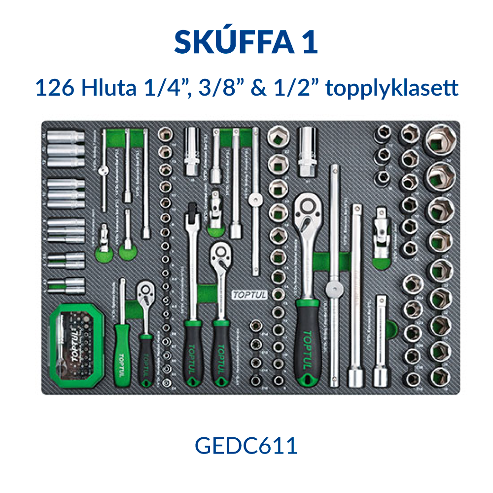 Verkfæravagn S5 340 hluta Ryðfrír toppur