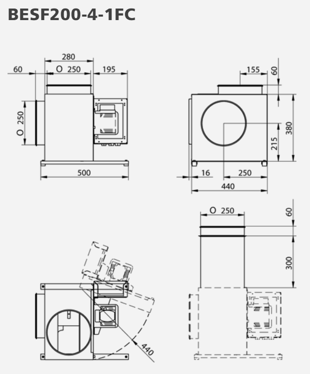 Boxblásari BESF 200-4 1x230V EC