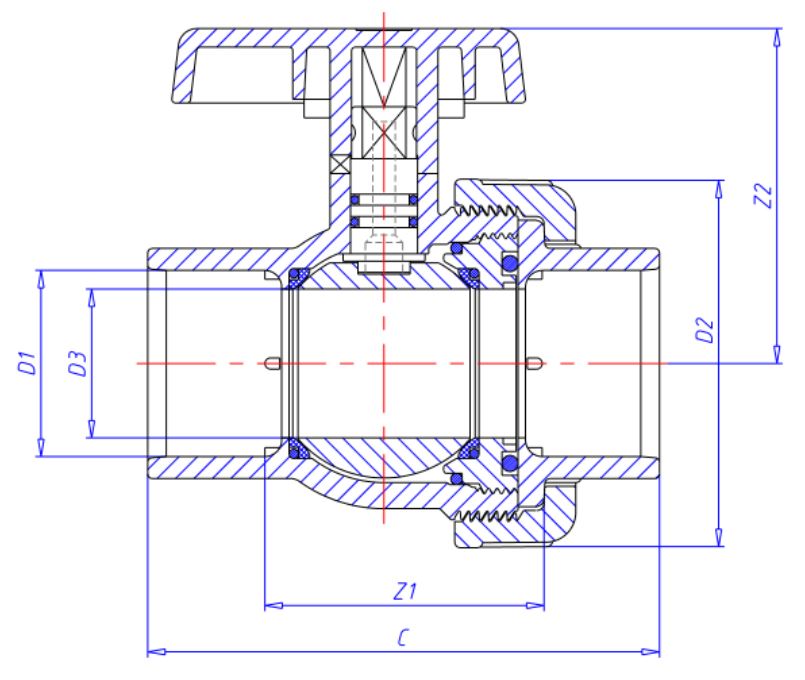 Kúluloki M. 1Union 20mm UPVC