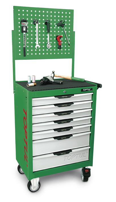 Bakplata ofan á verkfæravagn