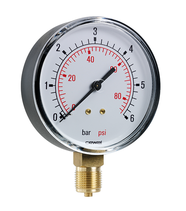 Þrýstimælir 10 Bör 80mm - Niður