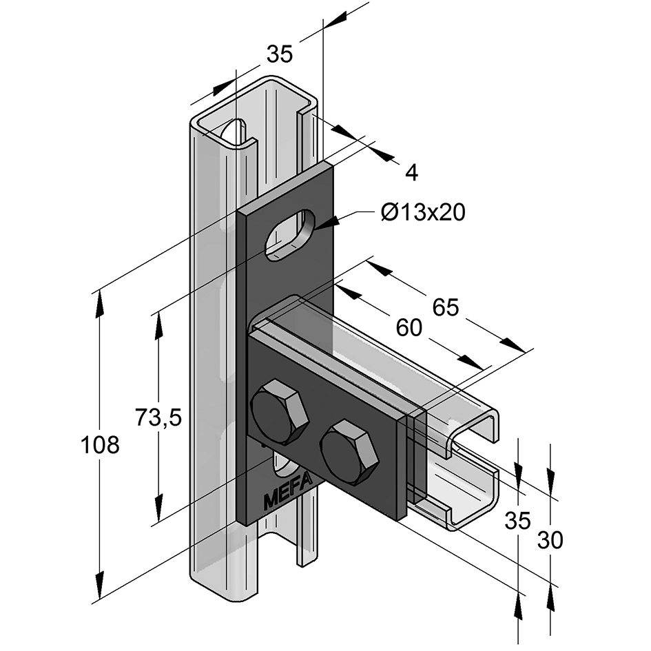 Mefa lóðrétt samsetning f/brautir 35