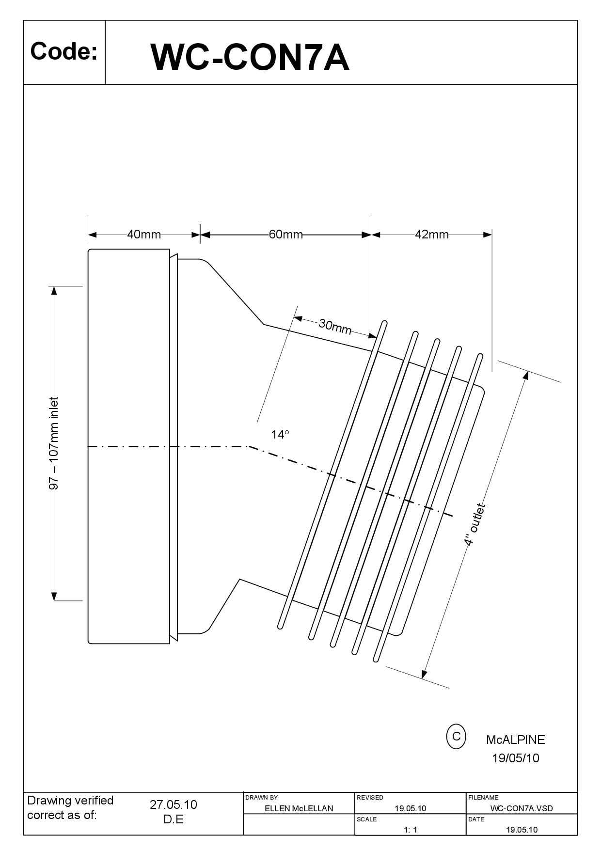 Wc hólk 14°hall 106 12cm CON7a