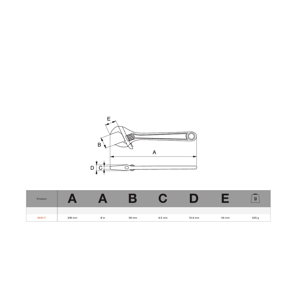 Skiptilykill 8" Flatur