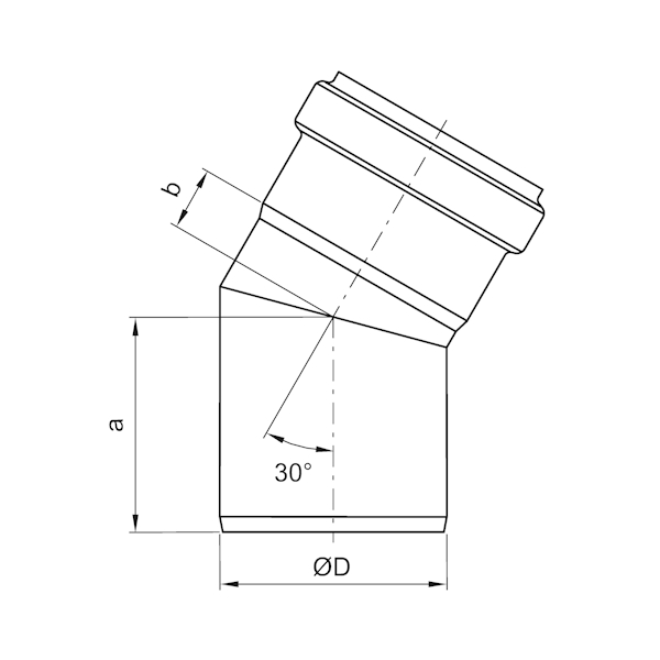Hné 160/30° ryðfrítt