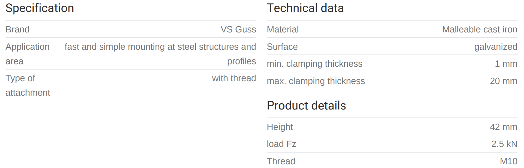 Bitaklemma TKN 10mm Galv