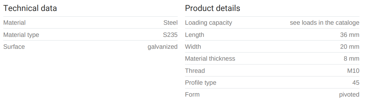 Brautarró S M10 f/braut C45 36mm x 20mm galv (100)