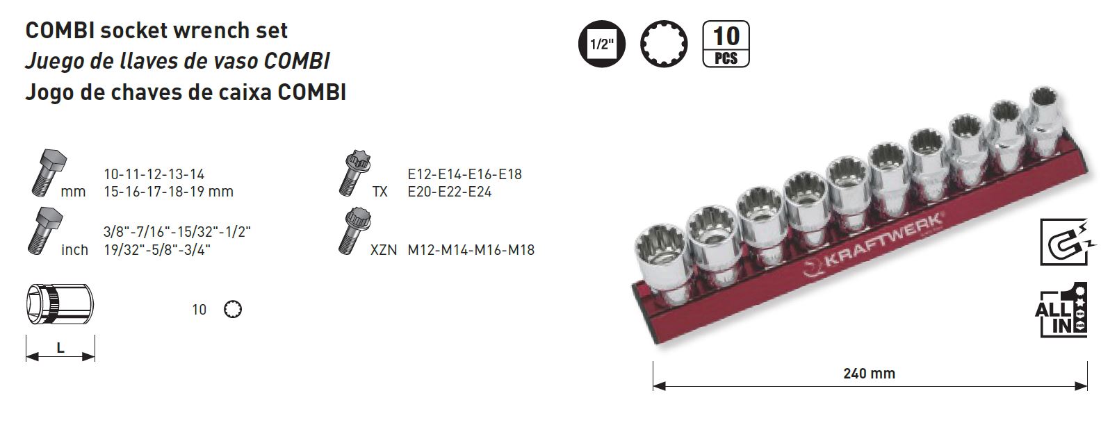 Toppasett á sleða 10-19mm 12K