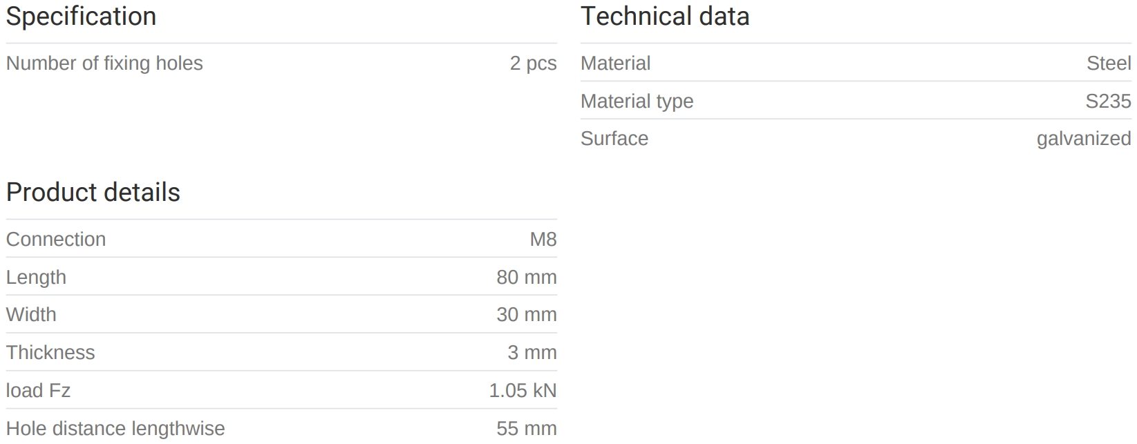 Fótstk.m/ró 8mm 80x30