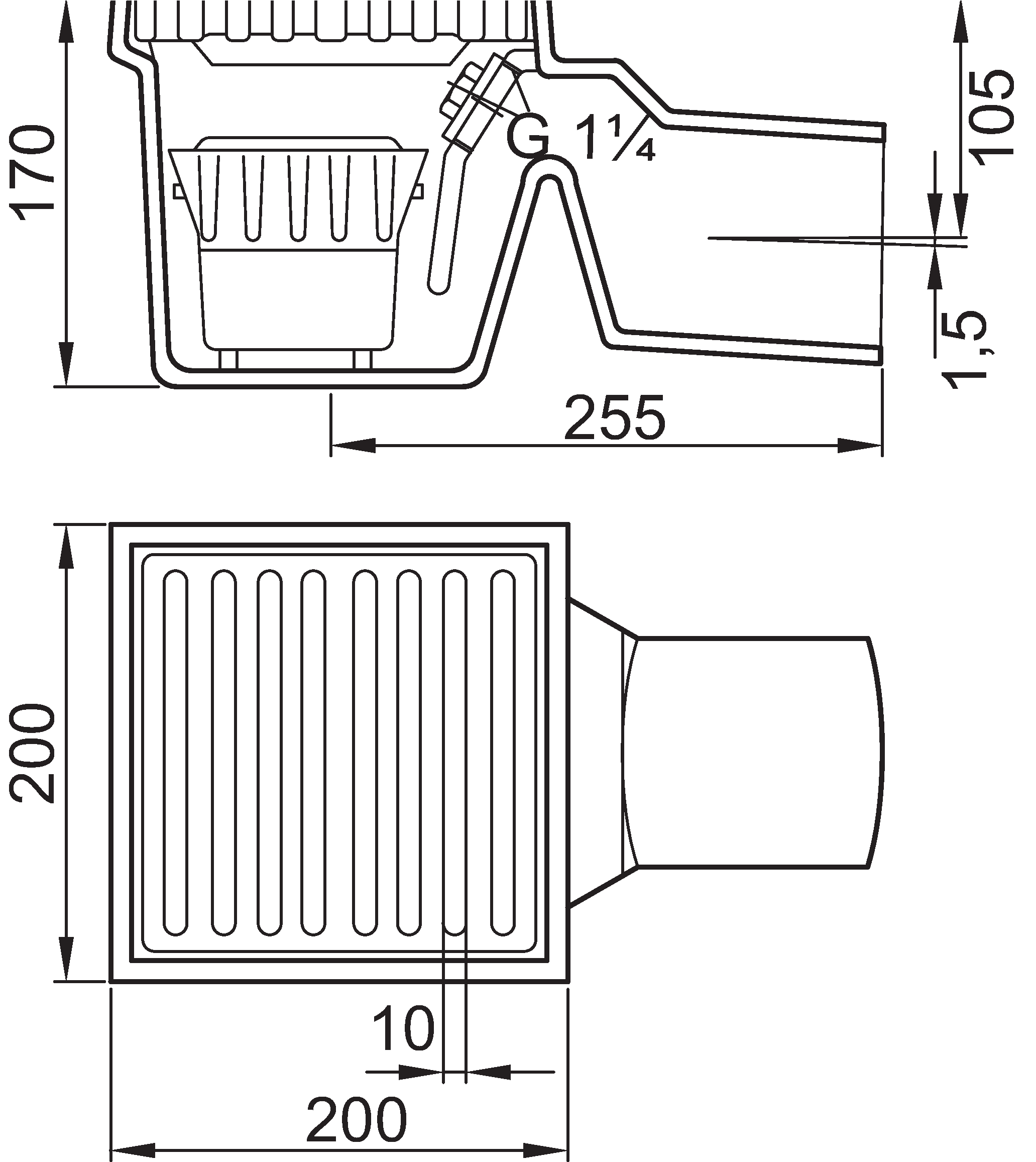 ACO NF DN100 vinkil Steypuj 200x200 rist