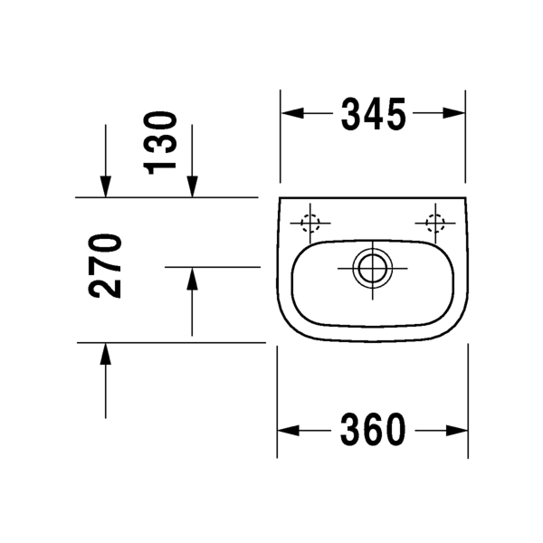 Duravit D-Code vegghandlaug 36x27 cm gat vinstri