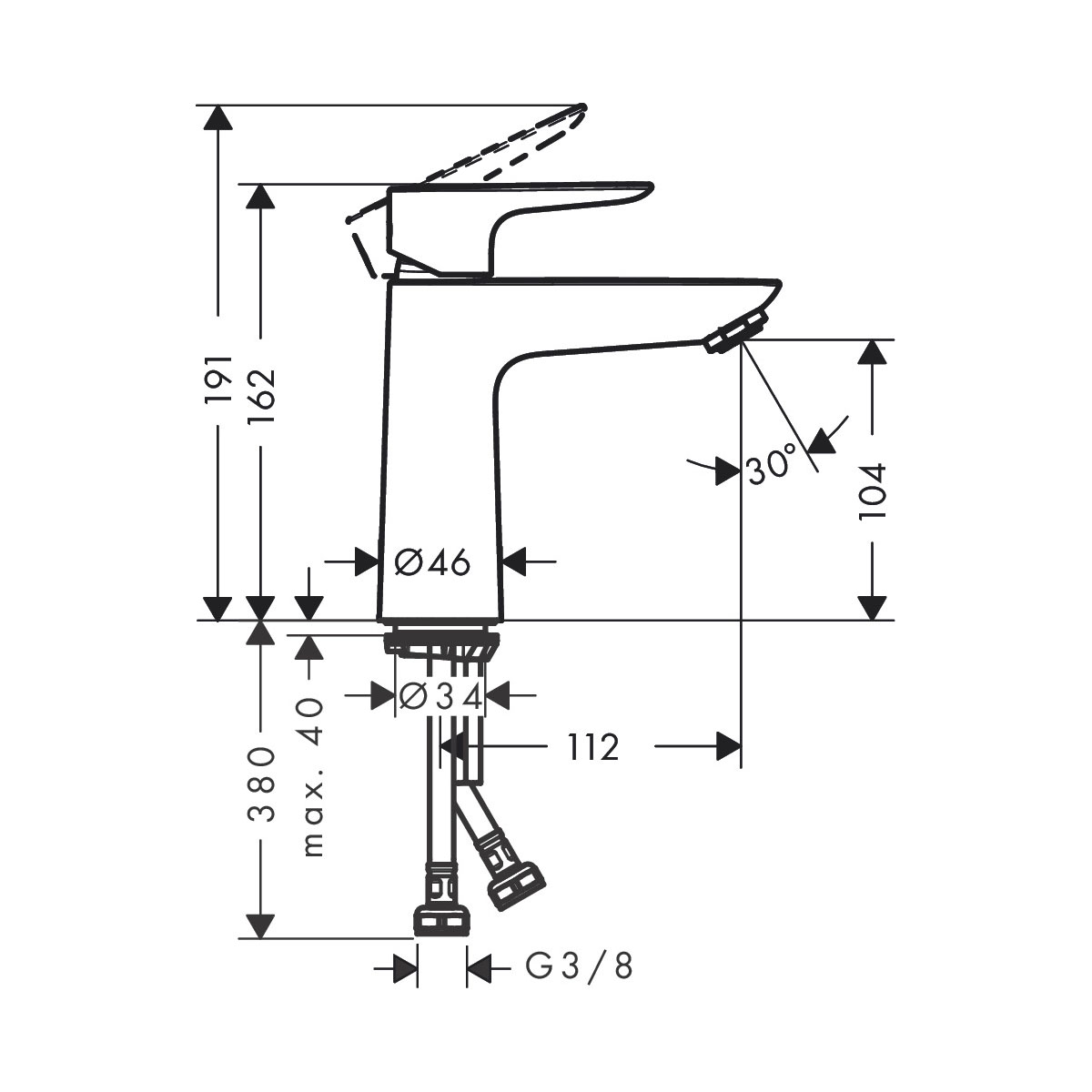 Hansgrohe Talis E handlaugatæki 110 án botnventils króm