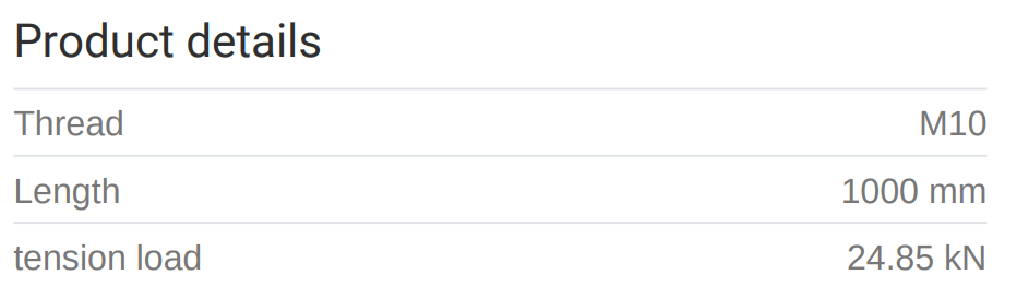 Ryðfr. snittteinn 10mm 316 1000mm