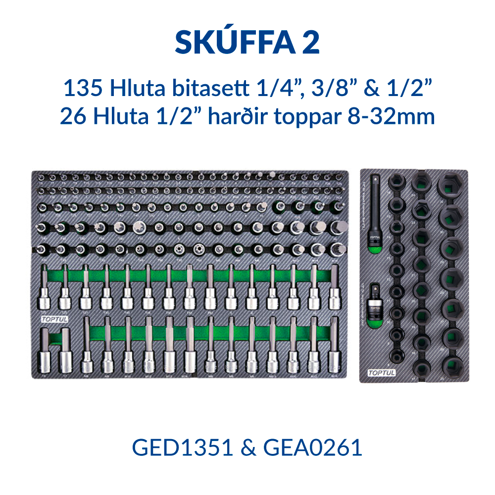 Verkfæravagn S5 413 hluta Jumbo Ryðfrír toppur