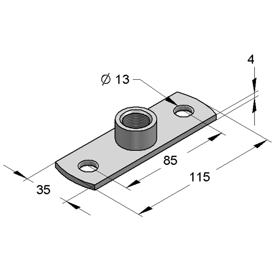 Ryðfr. fótskór 10mm 316