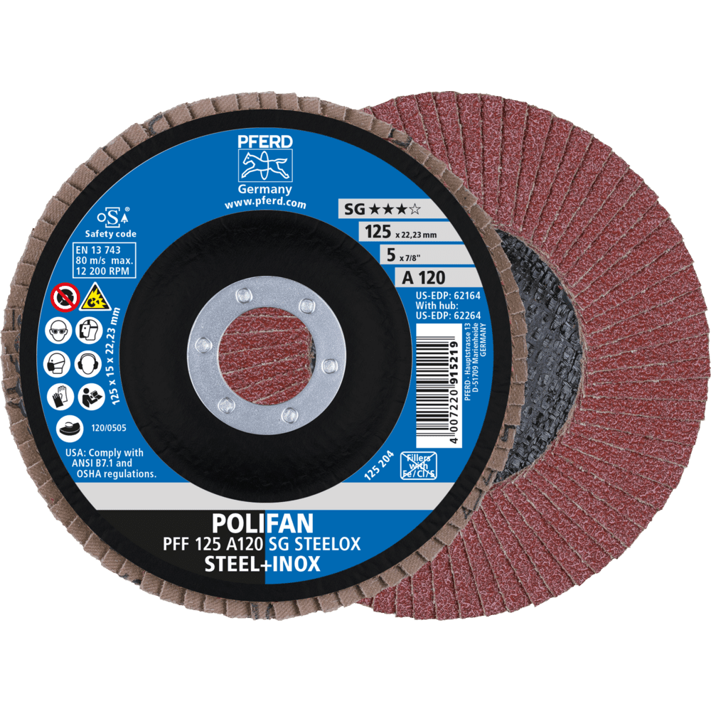 Flipaskífa 125 120A flöt - ryðfrítt og ál