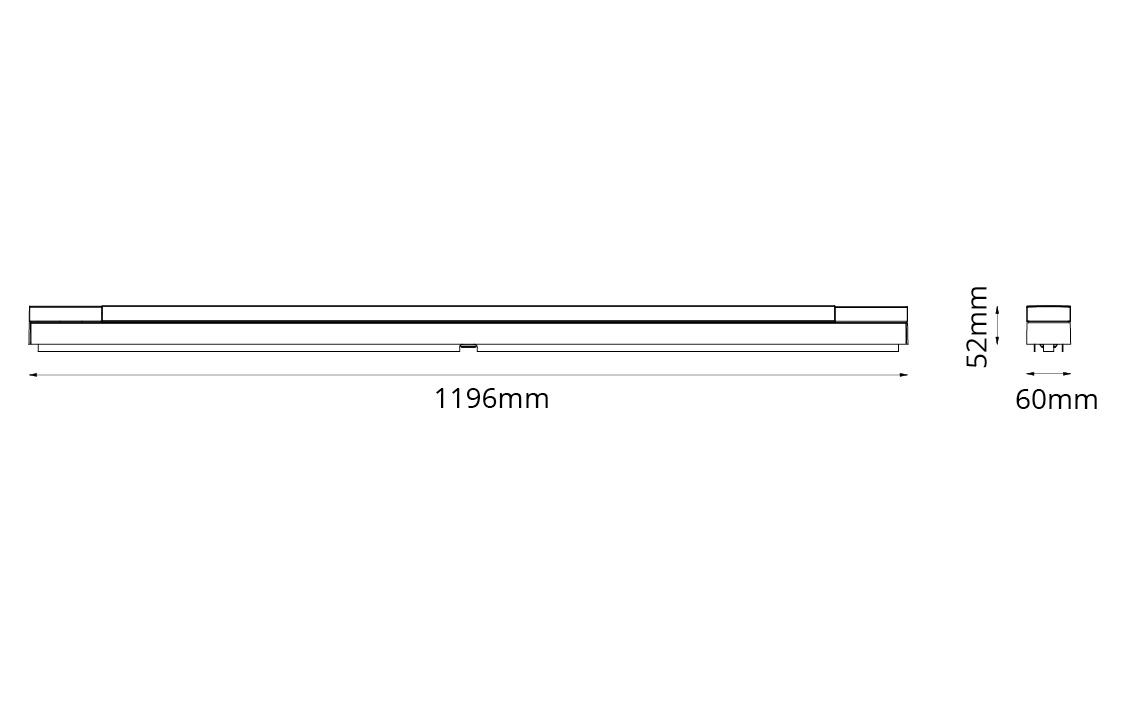 Prelude Square 1200mm Hvítt LED 3000K Tr.Dimm. 